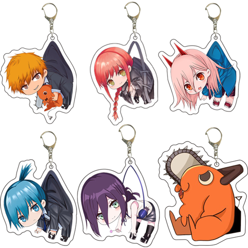 Men Keychain Accessories - พวงกุญแจอะคริลิก 55 มม. ลายตัวละครอนิเมะ Chainsaw Man