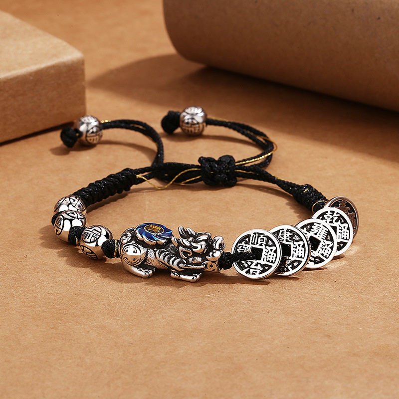 Men Accessories Ethnic - ใหม่มาถึงผู้ชายสร้อยข้อมือ Fu ลูกปัดสไตล์ชาติพันธุ์ห้าจักรพรรดิเหรียญความมั่งคั่ง BEAST Pixiu สร้อยข้อมือชายอุปกรณ์เสริม
