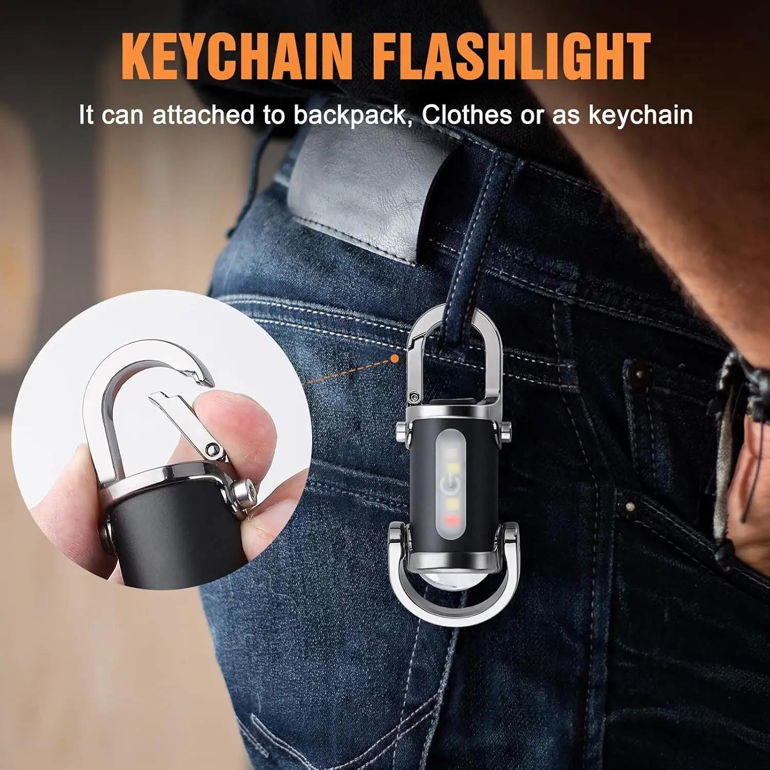 ไฟฉายพวงกุญแจขนาดเล็กแบบชาร์จไ - Men Keychain Accessories บทวิจารณ์และราคา